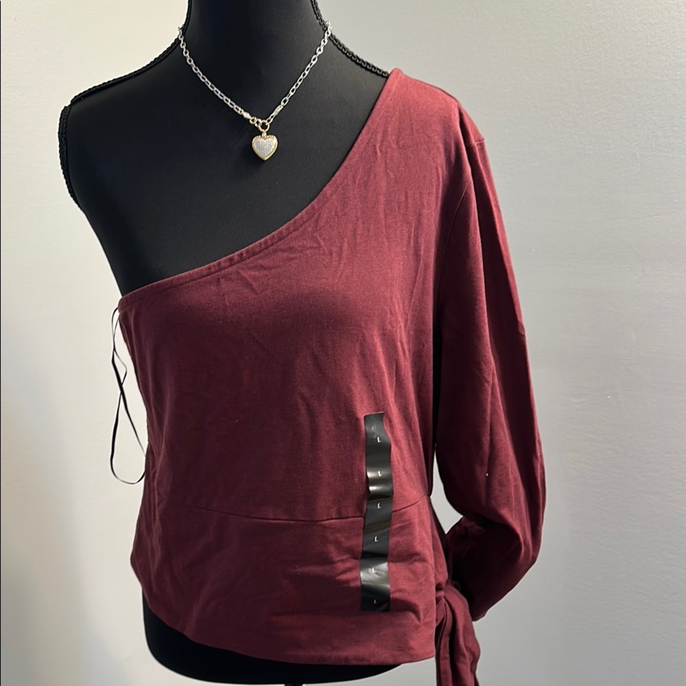 One-Shoulder Burgundy Top